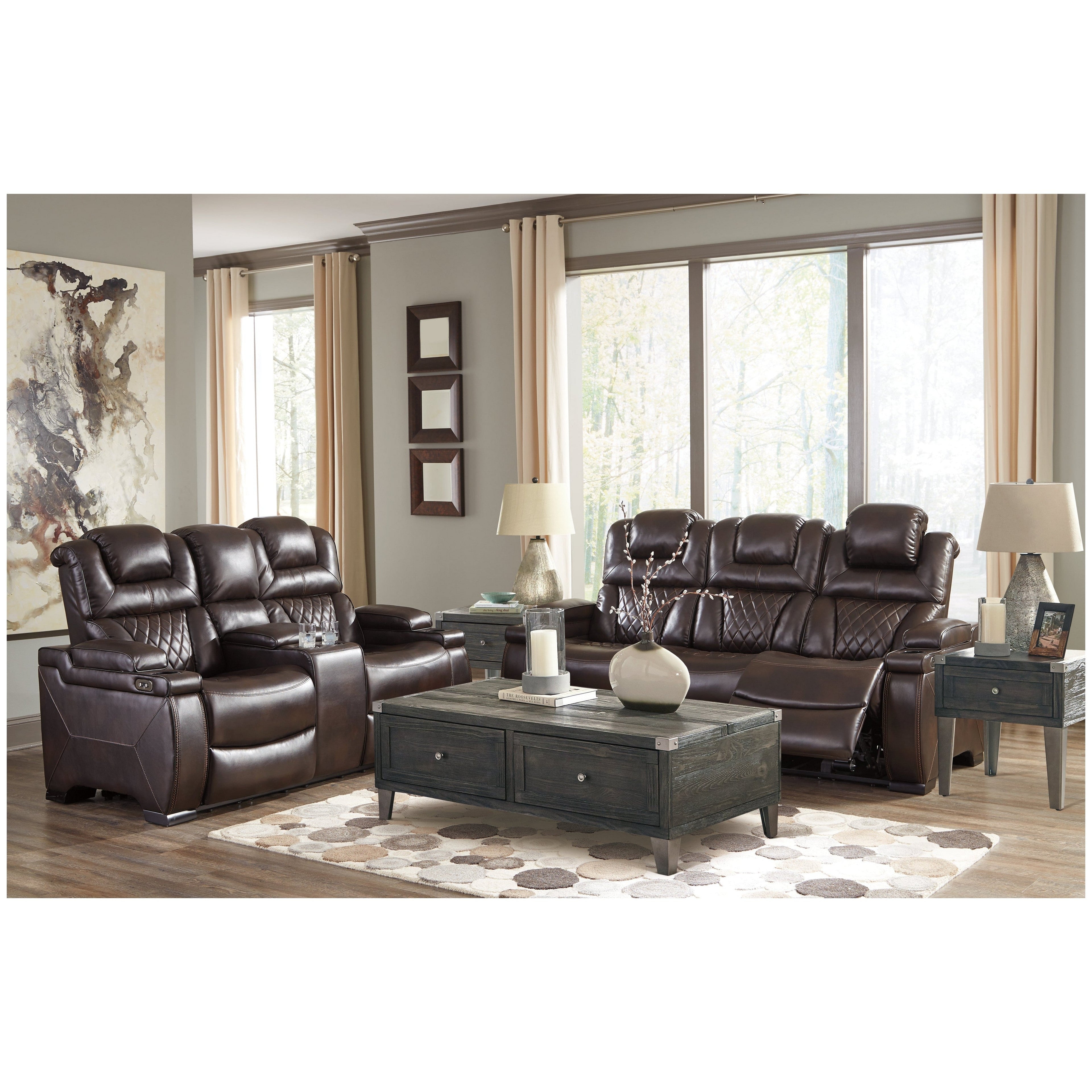 Warnerton Power Reclining Sofa and Loveseat Ash-75407U2