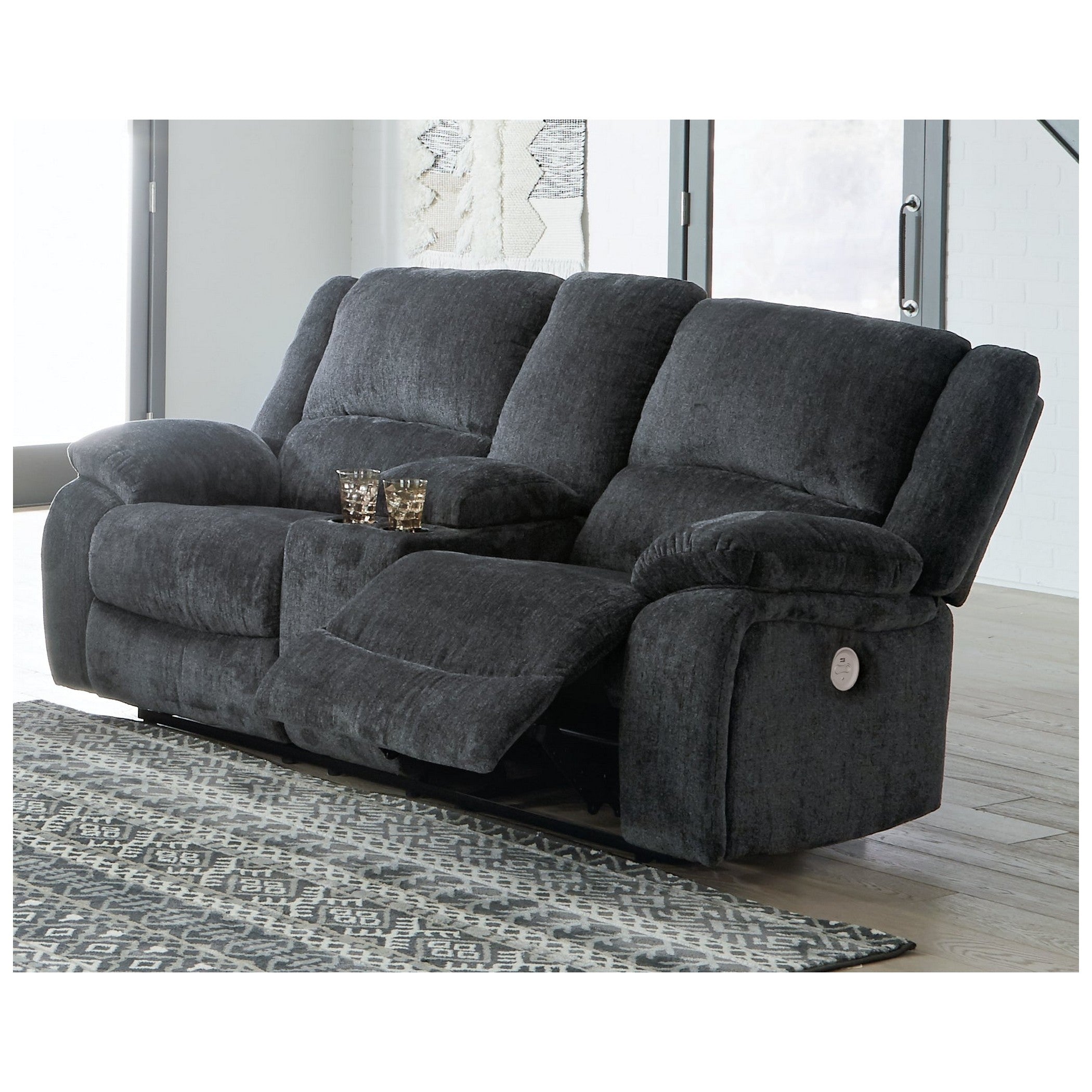 Draycoll Power Reclining Sofa and Loveseat Ash-76504U2