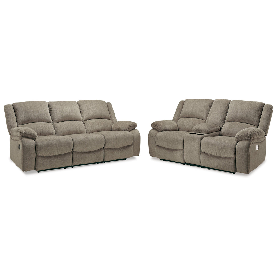 Draycoll Reclining Sofa and Power Reclining Loveseat Ash-76505U3