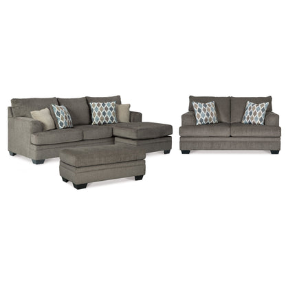 Dorsten Sofa Chaise, Loveseat, and Ottoman Ash-77204U5