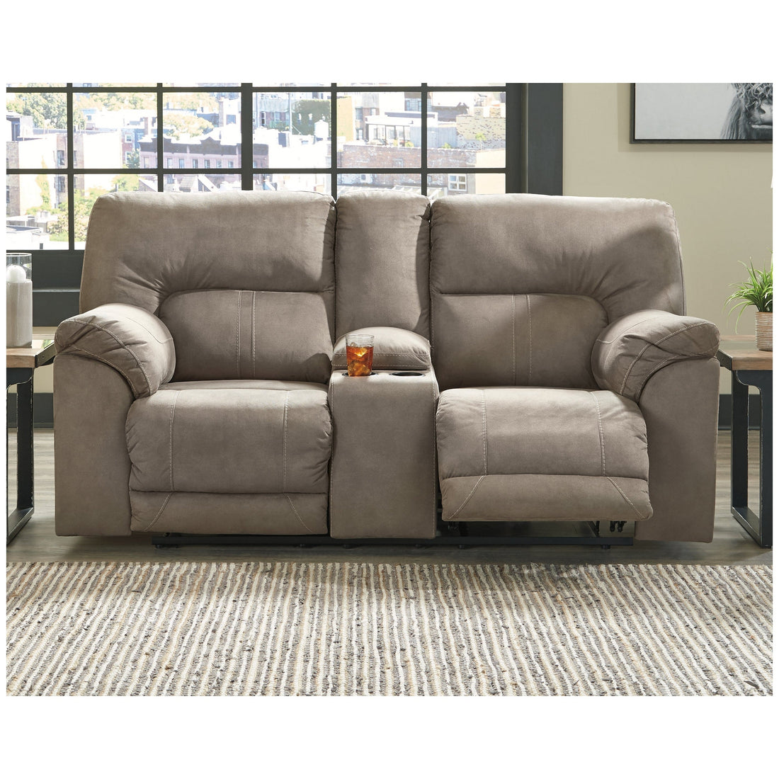 Cavalcade Power Reclining Loveseat with Console Ash-7760196