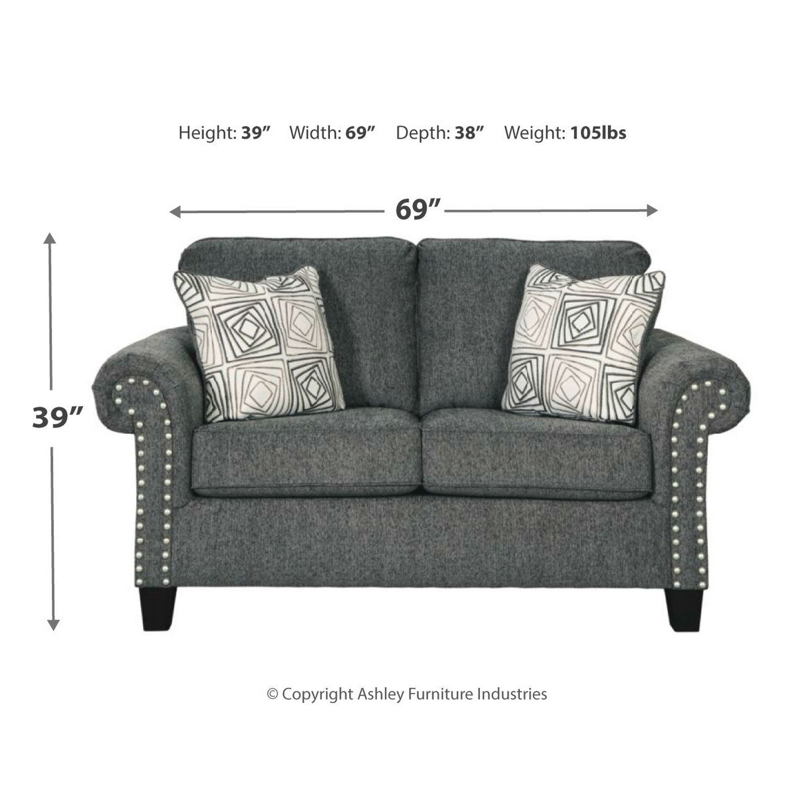 Agleno Loveseat Ash-7870135