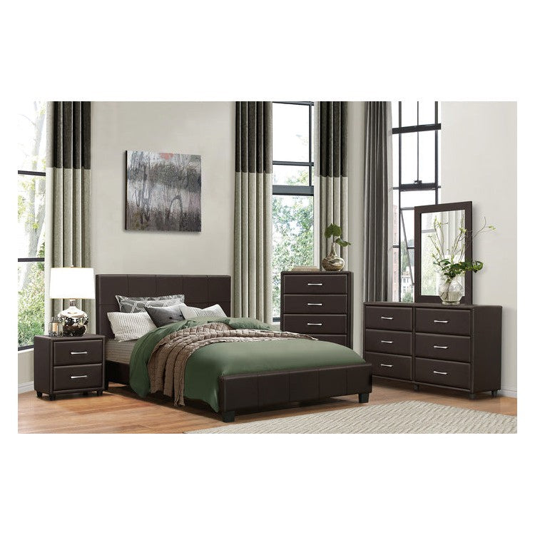 (2)QUEEN UPH PLFM BED, DARK BROWN 2220DBR-1*