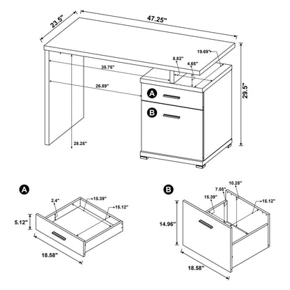 Irving 2-drawer Office Desk with Cabinet Cappuccino 800109