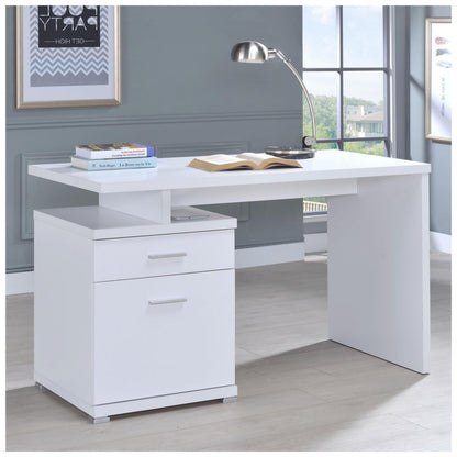 Irving 2-drawer Office Desk with Cabinet White 800110