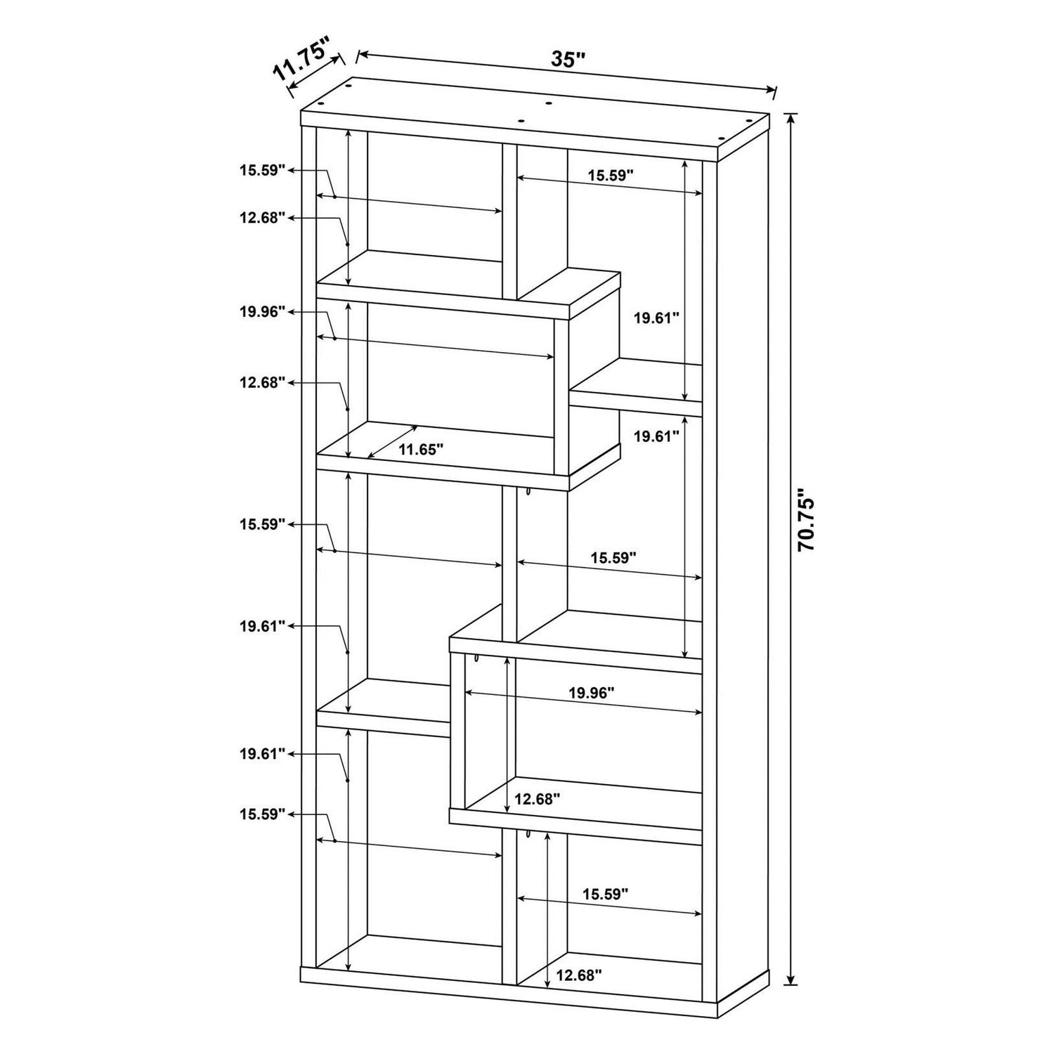 Theo 10-shelf Bookcase White 800136