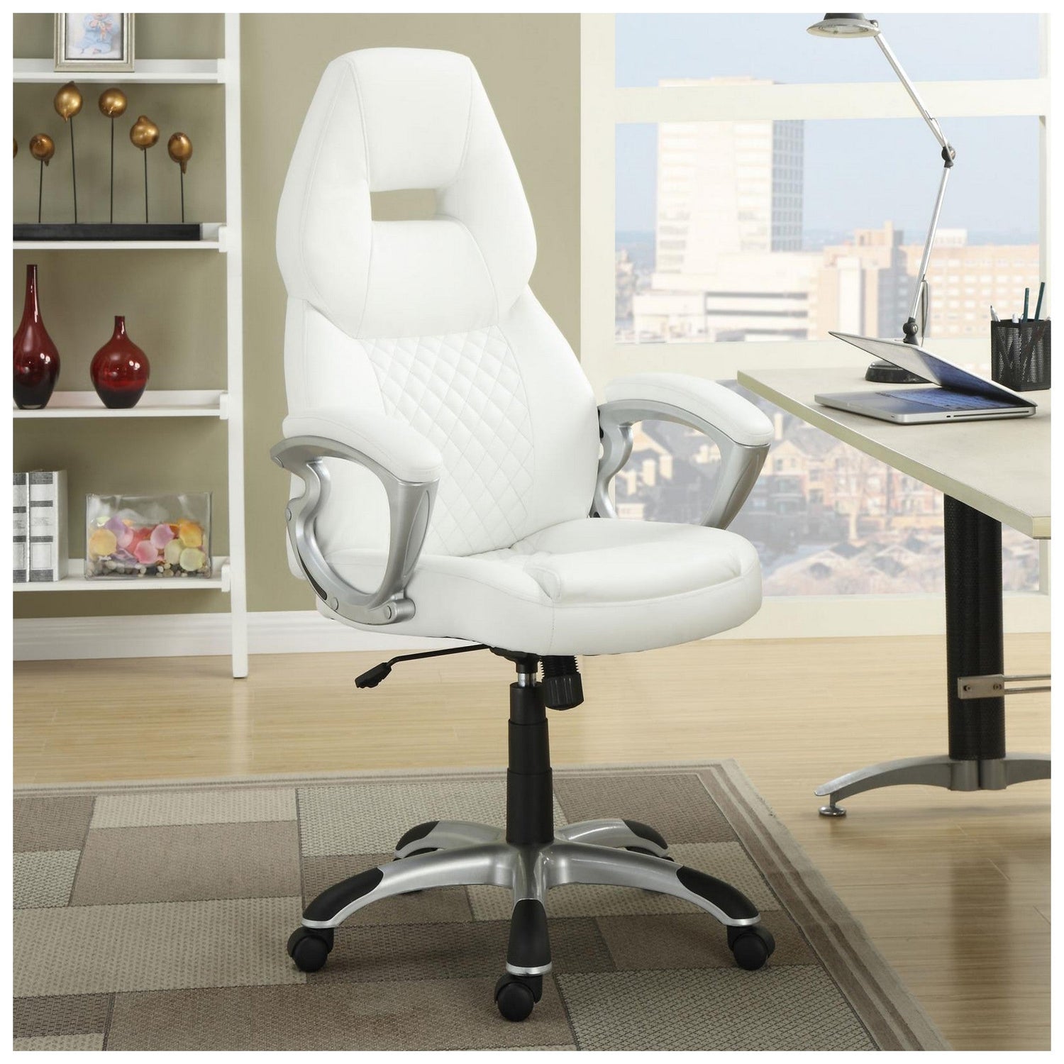 Bruce Adjustable Height Office Chair White and Silver 800150