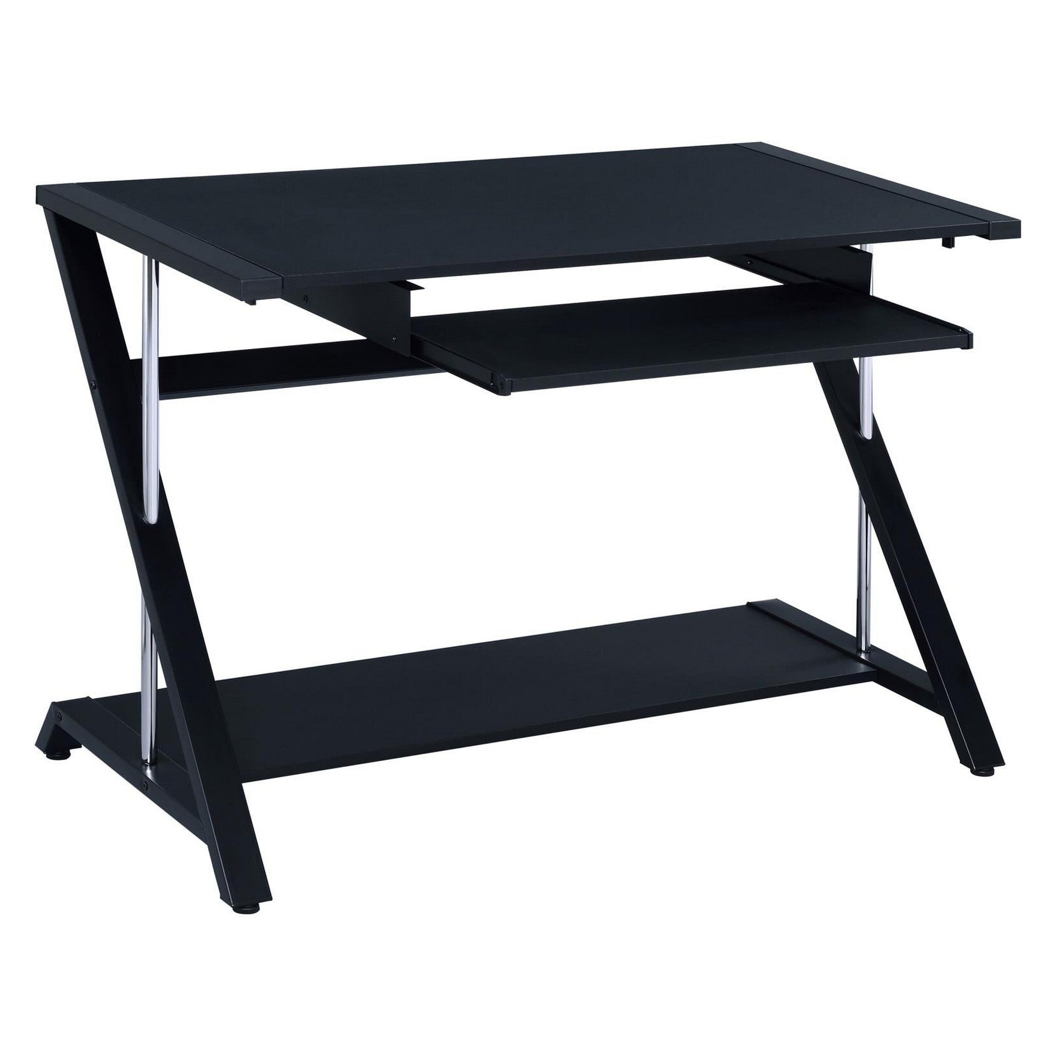 Mallet Computer Desk with Bottom Shelf Black 800222