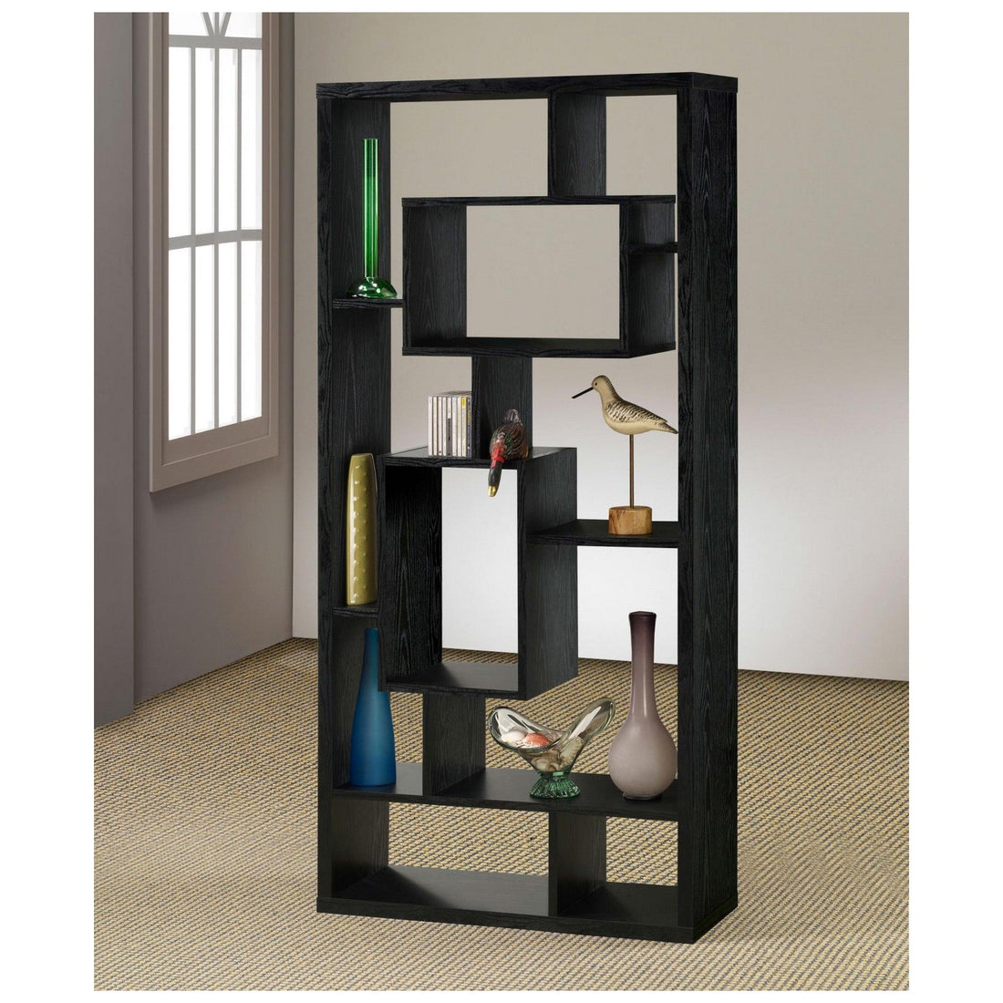 Linbrook 10-shelf Bookcase Black Oak 800262