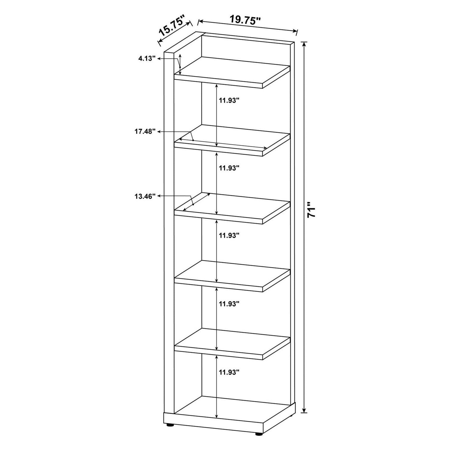 Pinckard 6-tier Corner Bookcase Cappuccino 800270