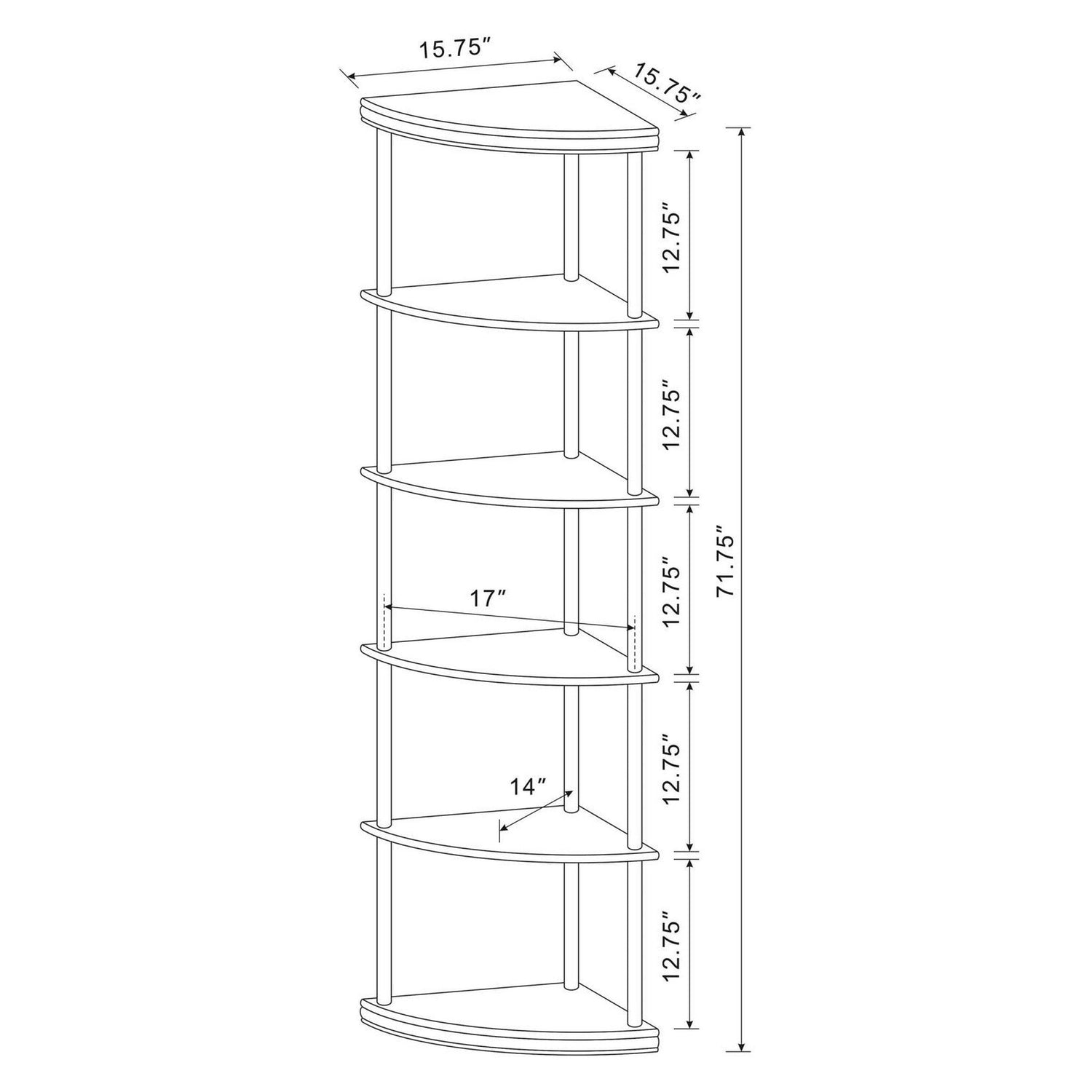 Bonwick 5-shelf Corner Bookshelf Cappuccino 800279