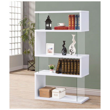 Emelle 4-tier Bookcase White and Clear 800300