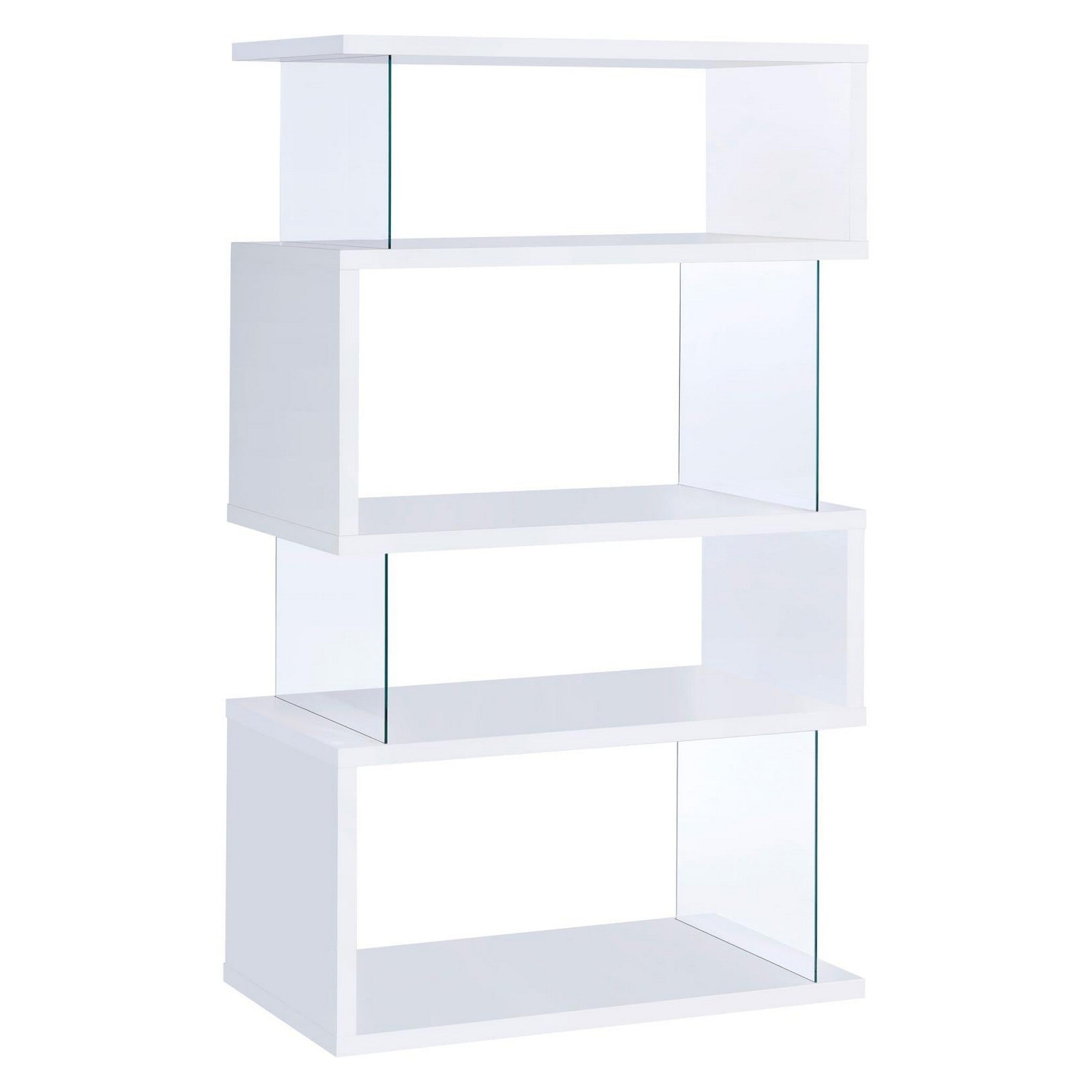 Emelle 4-tier Bookcase White and Clear 800300