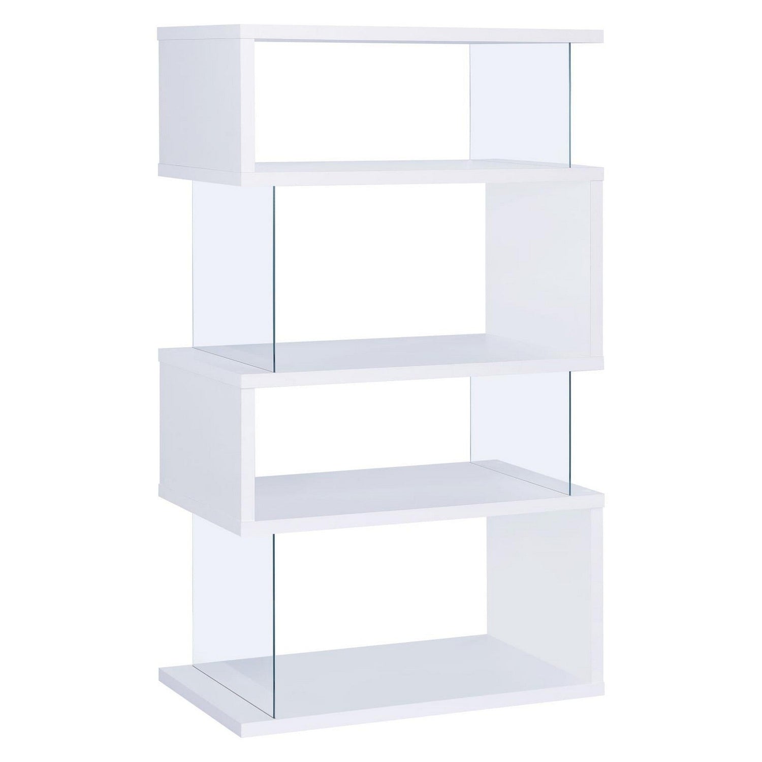 Emelle 4-tier Bookcase White and Clear 800300