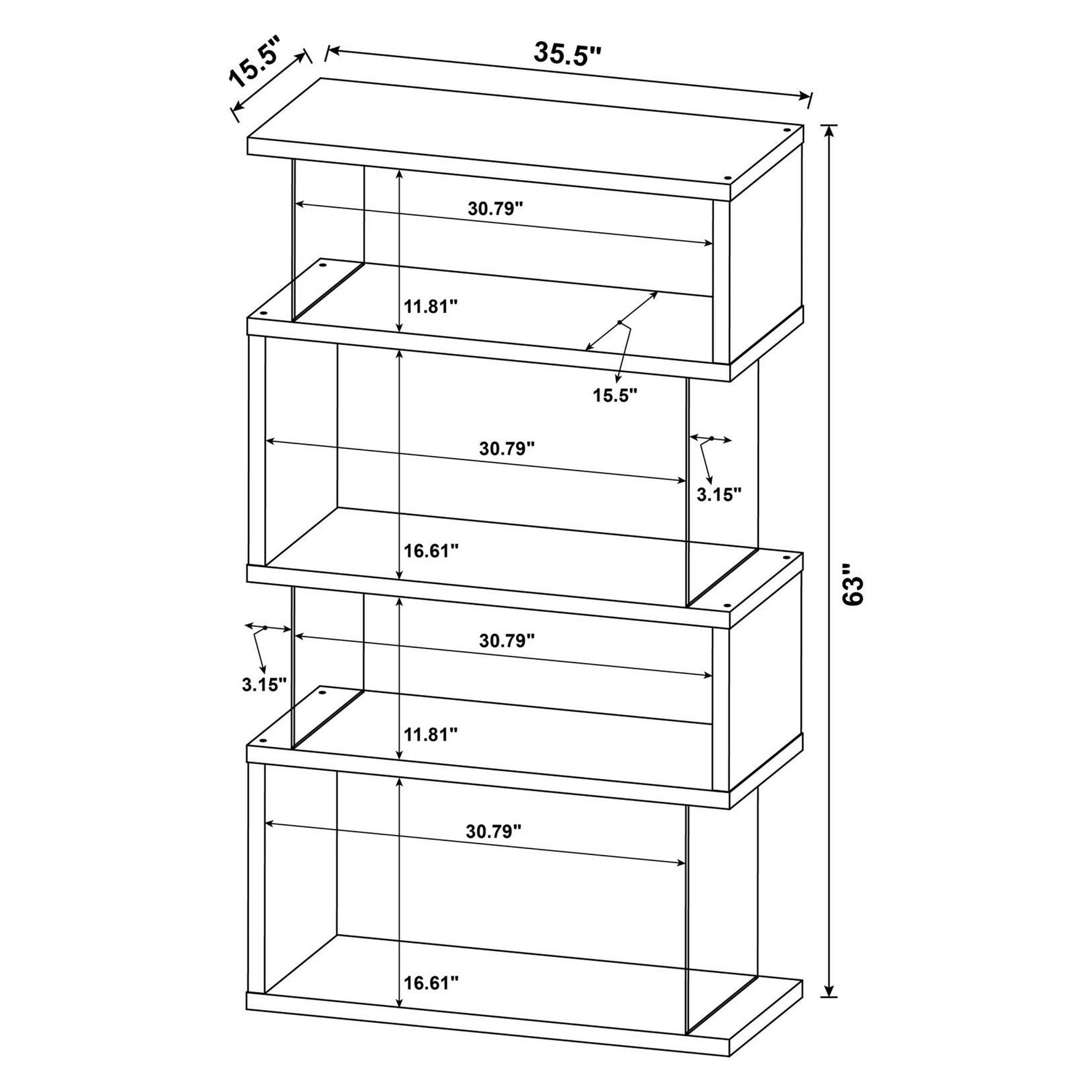 Emelle 4-tier Bookcase White and Clear 800300