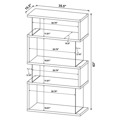 Emelle 4-tier Bookcase White and Clear 800300