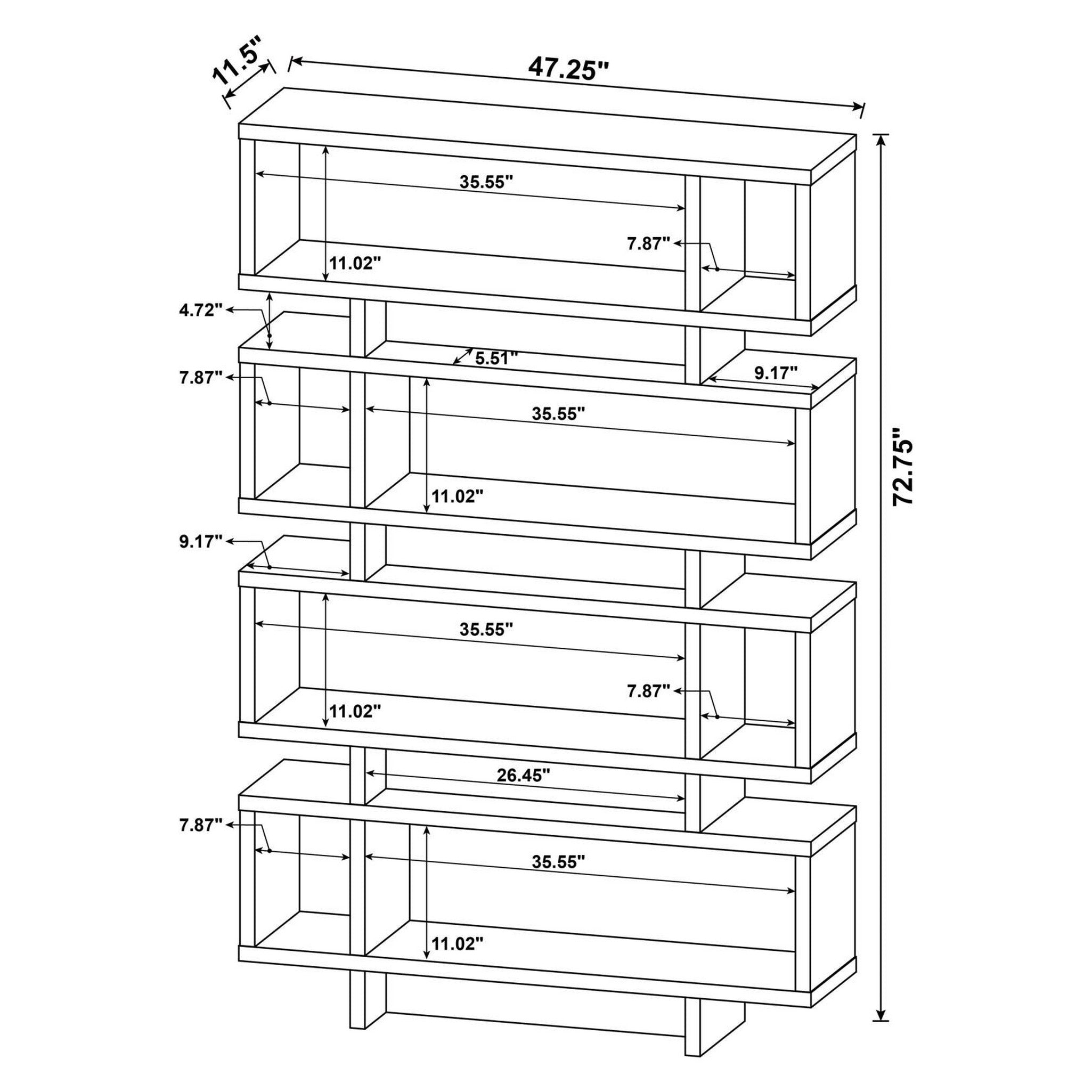 Reid 4-tier Open Back Bookcase White 800308