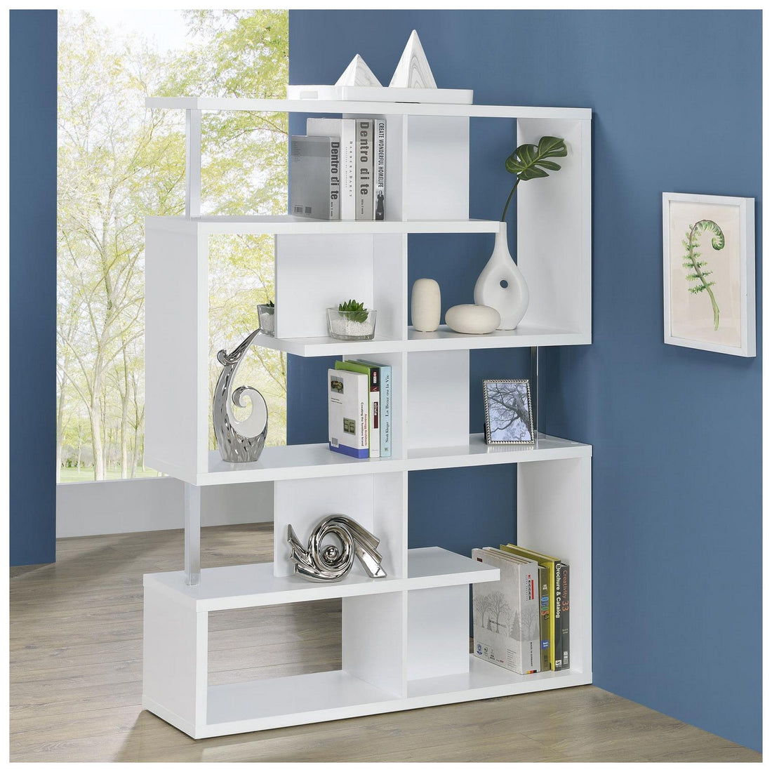 Hoover 5-tier Bookcase White and Chrome 800310