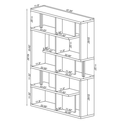 Hoover 5-tier Bookcase White and Chrome 800310