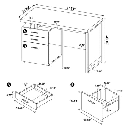 Brennan 3-drawer Office Desk White 800325