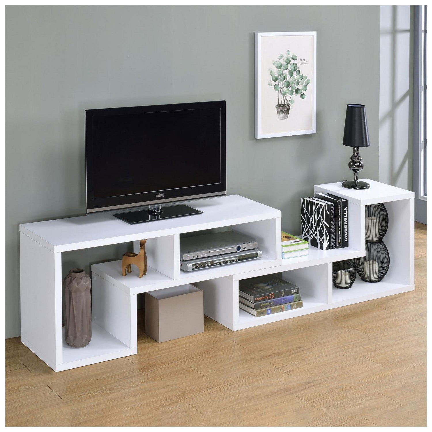 Velma Convertible TV Console and Bookcase White 800330