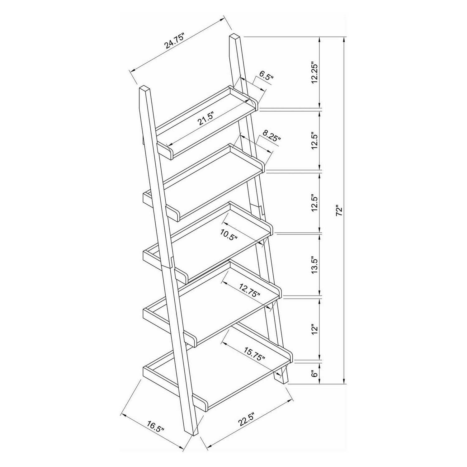 Colella 5-shelf Ladder Bookcase Cappuccino 800338