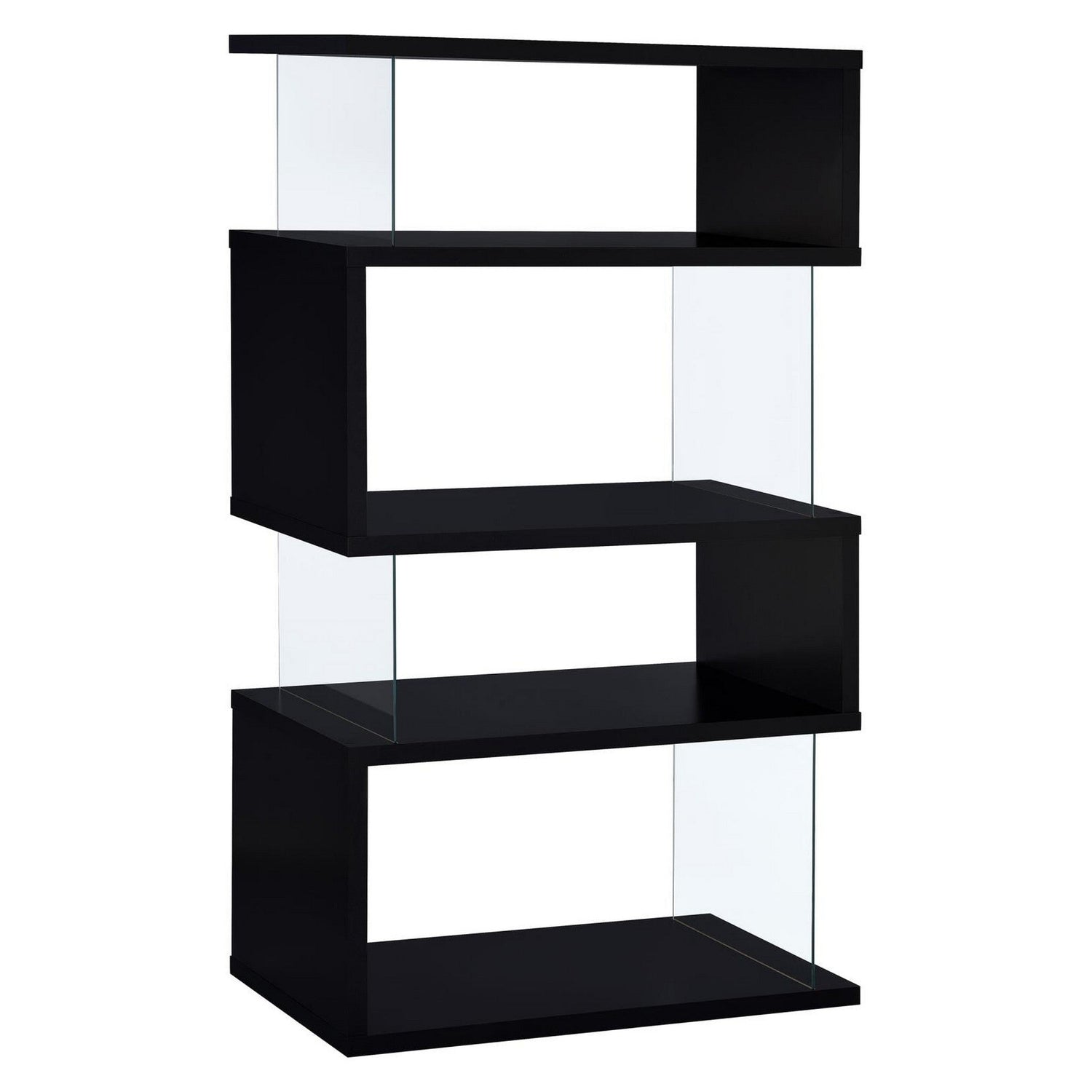 Emelle 4-tier Bookcase Black and Clear 800340