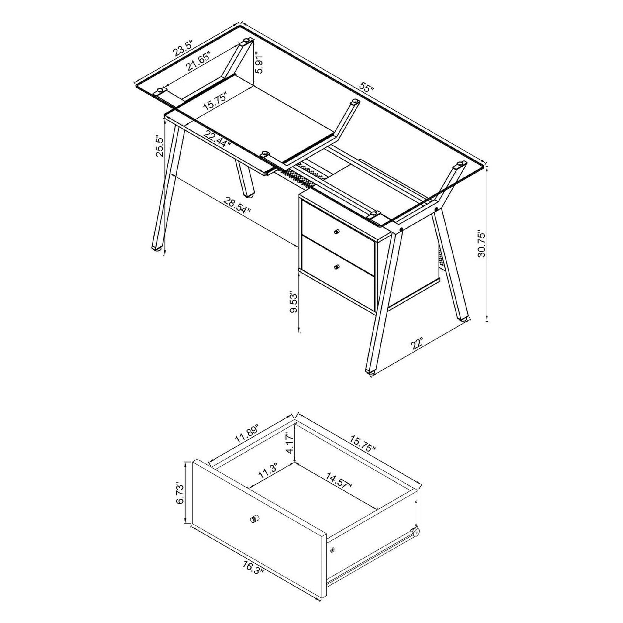 Weaving 2-drawer Computer Desk Black 800436