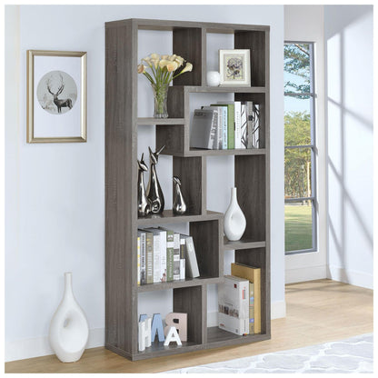 Theo 10-shelf Bookcase Weathered Grey 800510