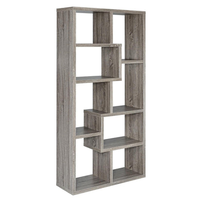 Theo 10-shelf Bookcase Weathered Grey 800510