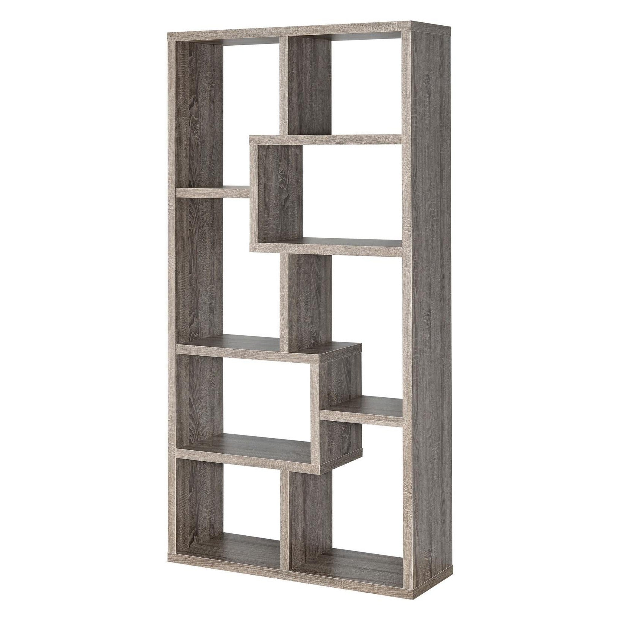 Theo 10-shelf Bookcase Weathered Grey 800510