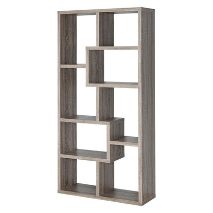 Theo 10-shelf Bookcase Weathered Grey 800510