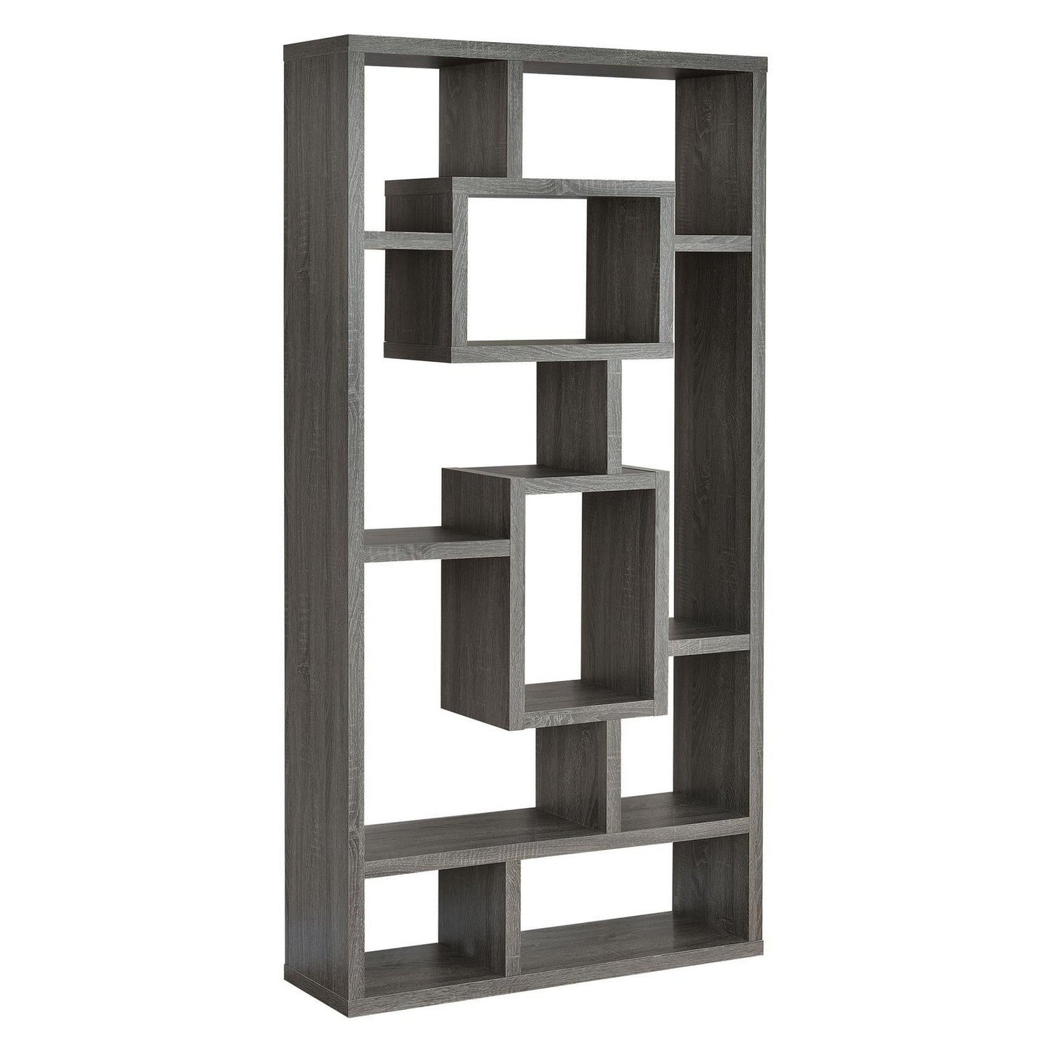 Howie 10-shelf Bookcase Weathered Grey 800512