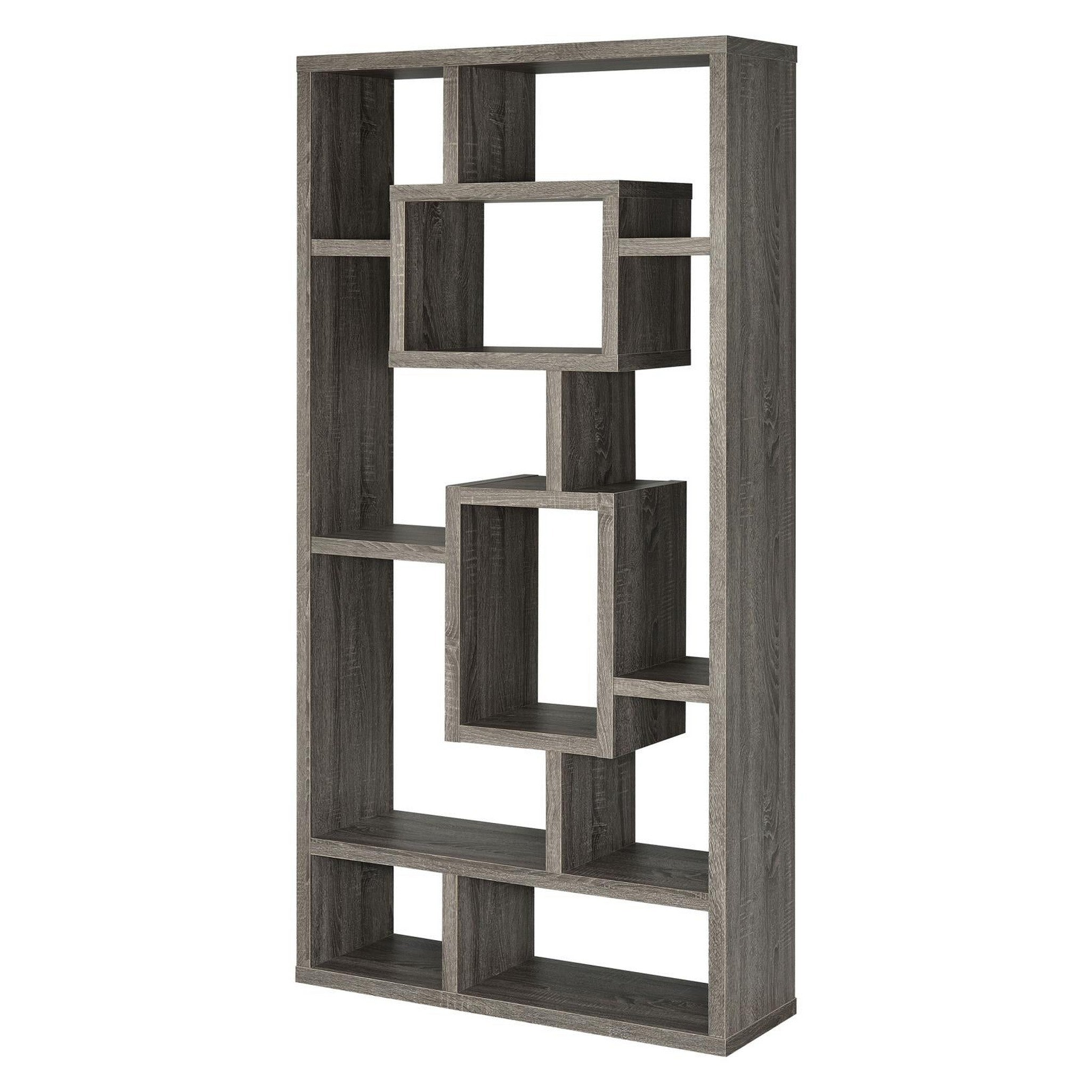 Howie 10-shelf Bookcase Weathered Grey 800512