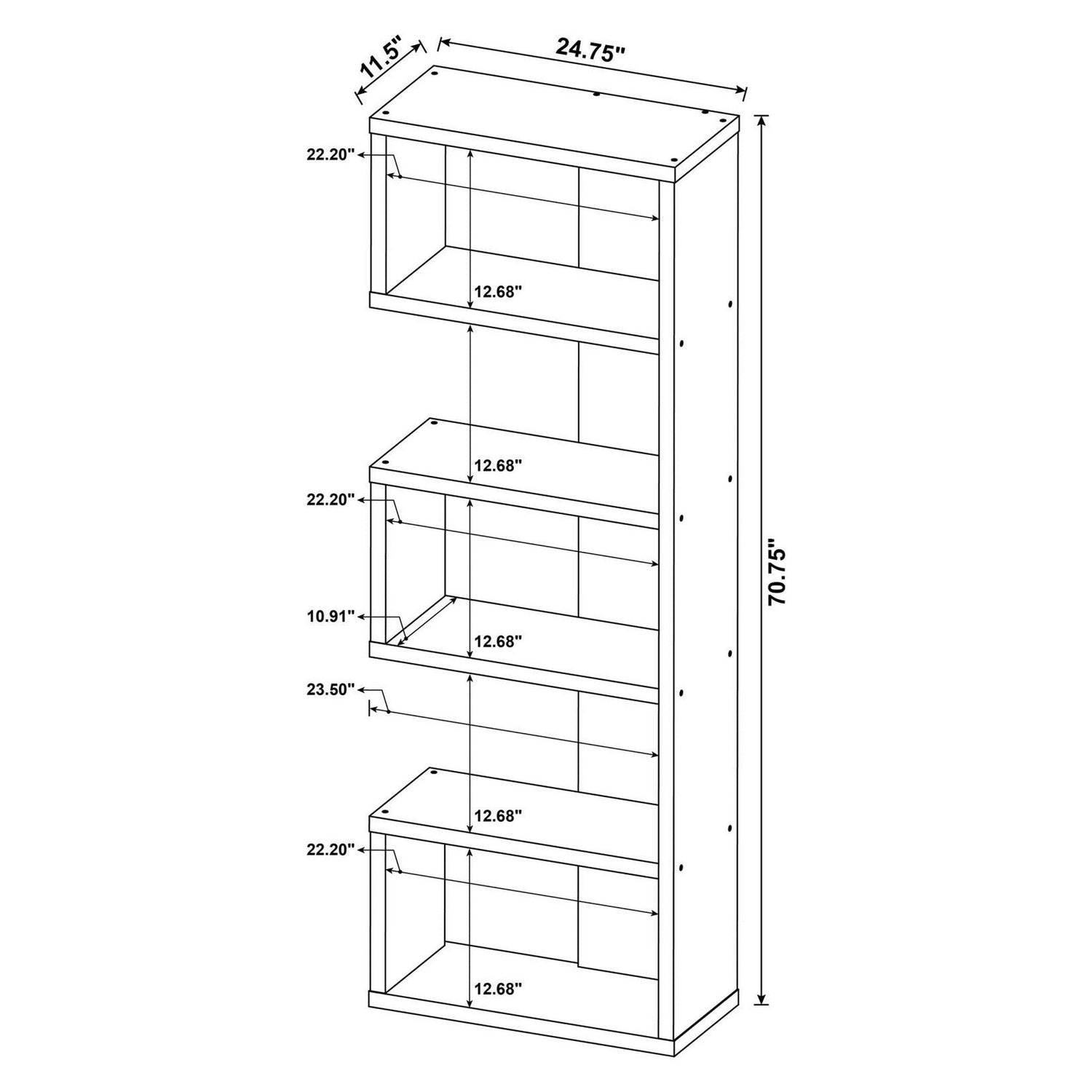 Joey 5-tier Bookcase Weathered Grey 800552