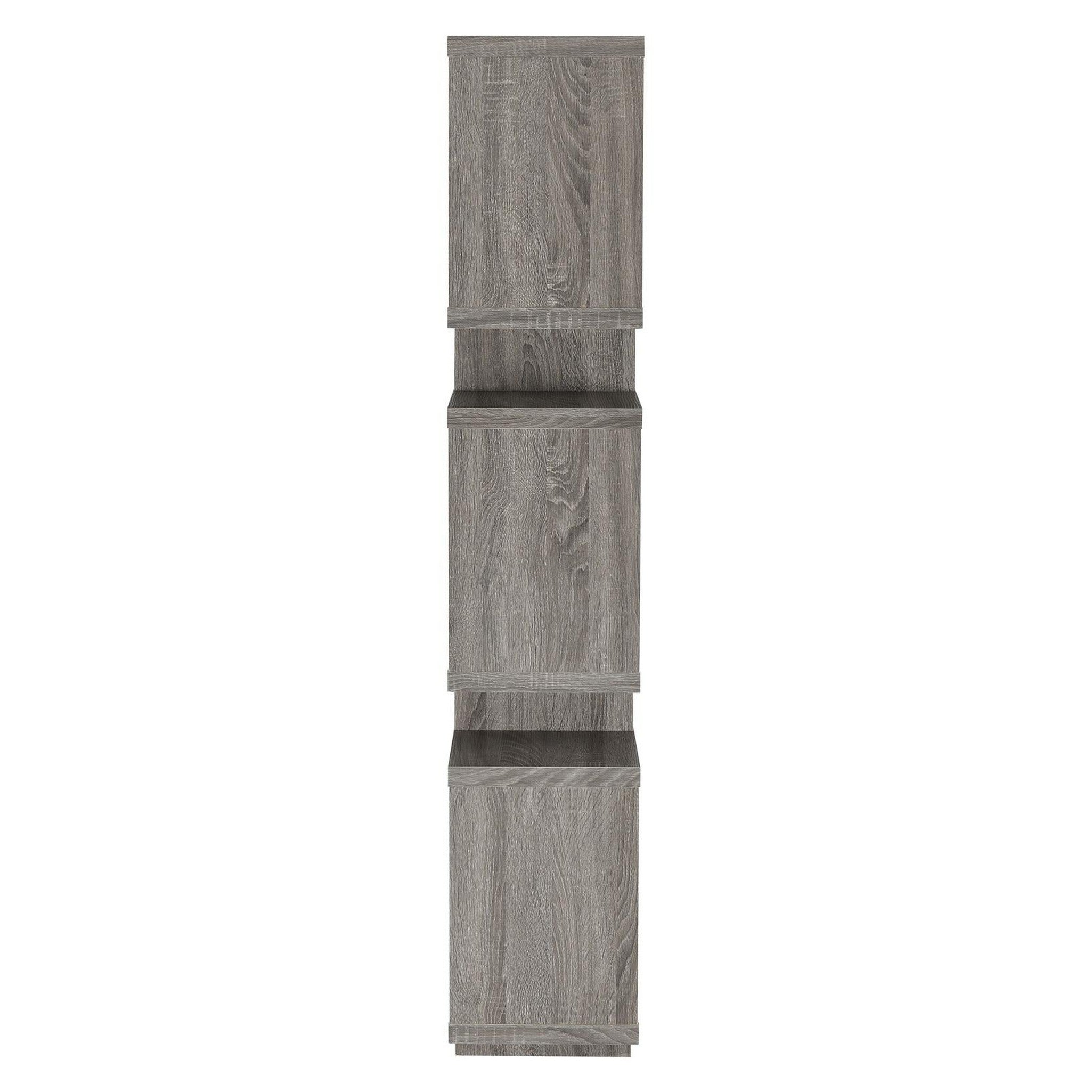 Reid 3-tier Geometric Bookcase Weathered Grey 800554