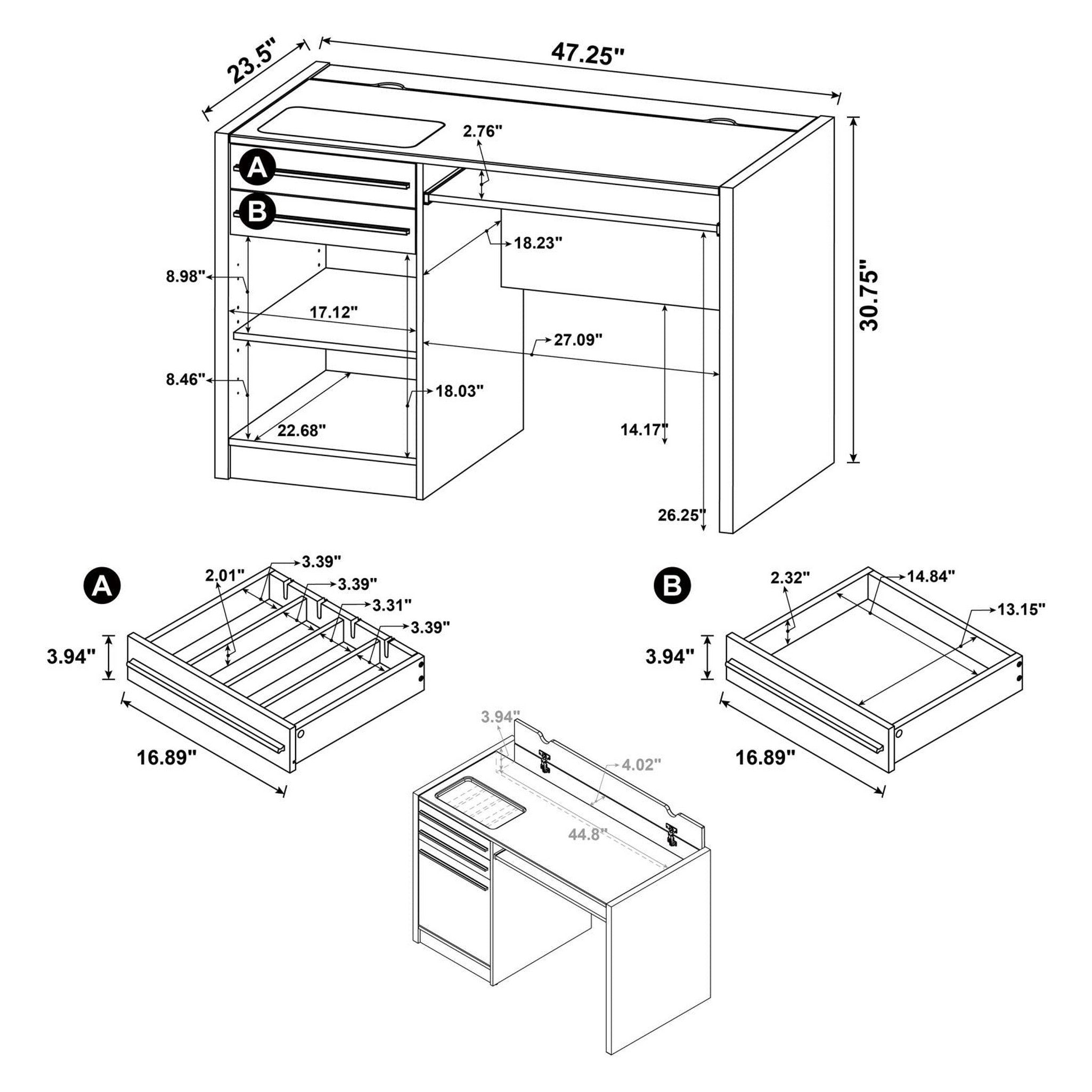 Halston Rectangular Connect-it Office Desk Cappuccino 800702