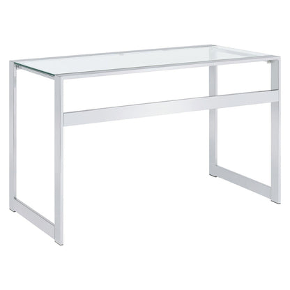 Hartford Glass Top Writing Desk Chrome 800746