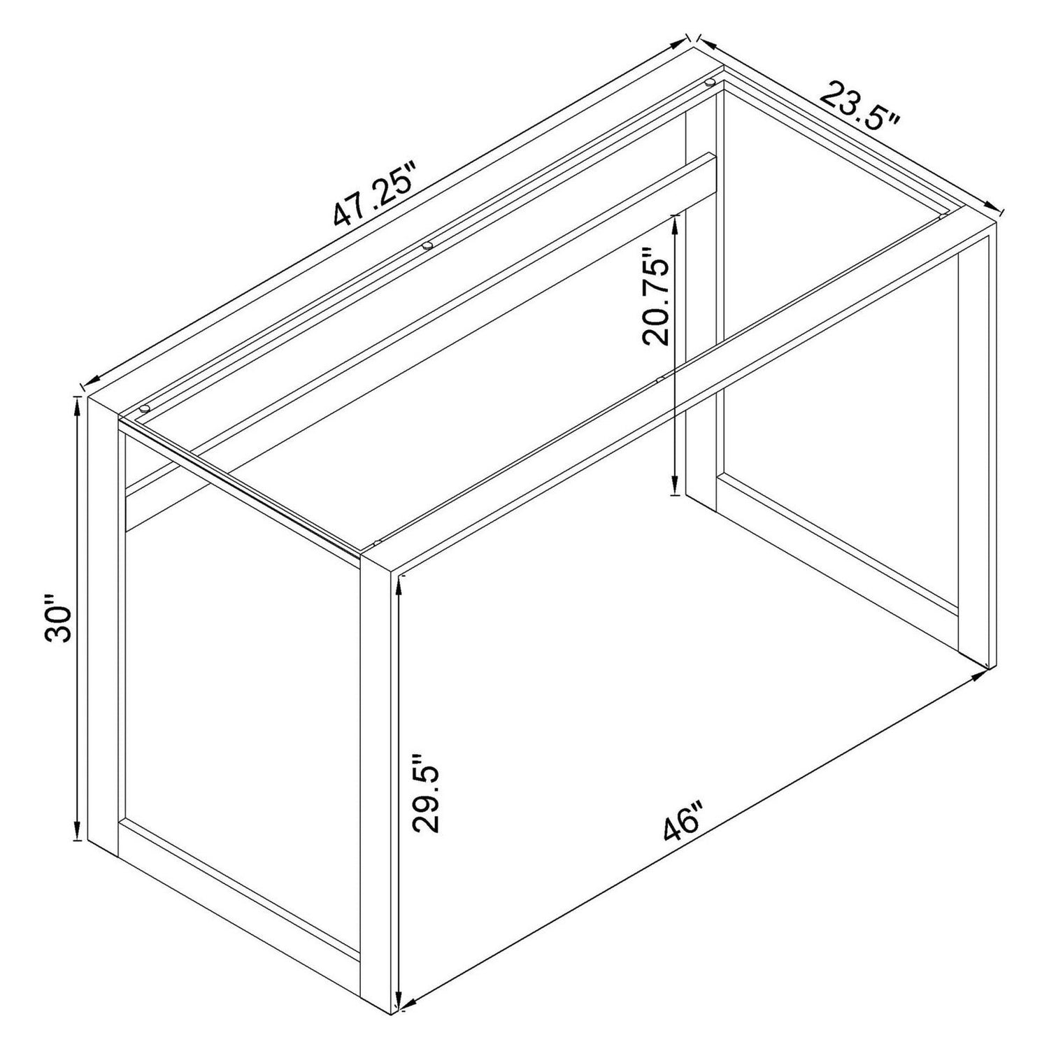 Hartford Glass Top Writing Desk Chrome 800746