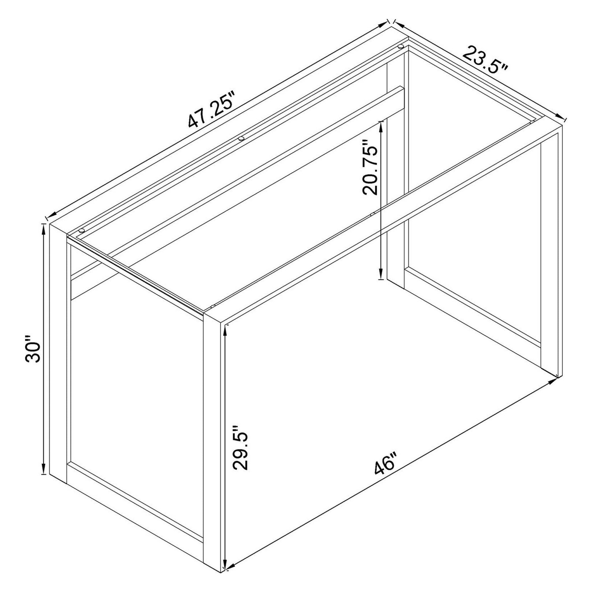 Hartford Glass Top Writing Desk Chrome 800746