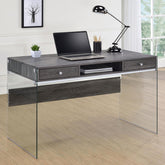 Dobrev 2-drawer Writing Desk Weathered Grey and Clear 800818