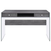 Dobrev 2-drawer Writing Desk Weathered Grey and Clear 800818