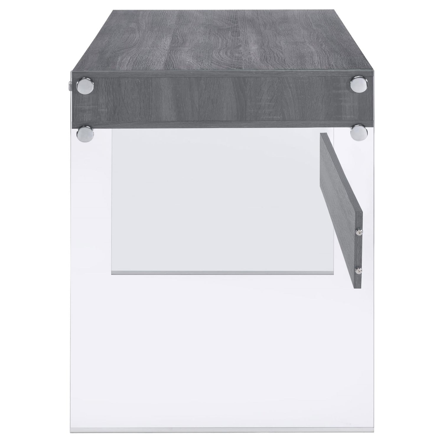 Dobrev 2-drawer Writing Desk Weathered Grey and Clear 800818