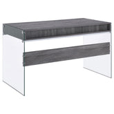 Dobrev 2-drawer Writing Desk Weathered Grey and Clear 800818