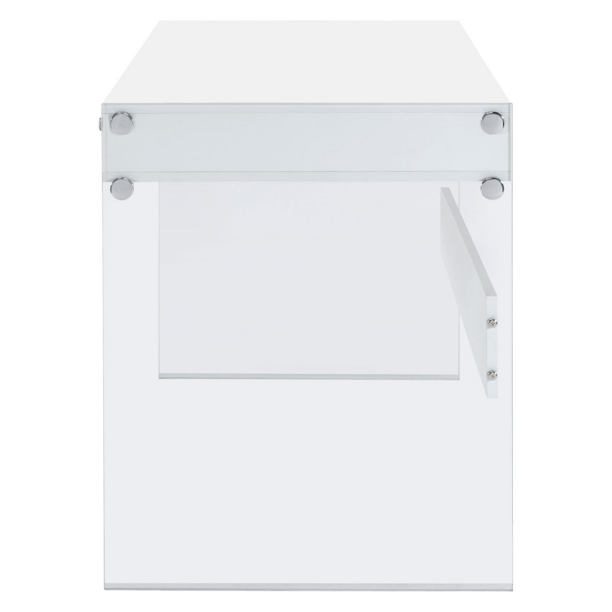 Dobrev 2-drawer Writing Desk Glossy White and Clear 800829