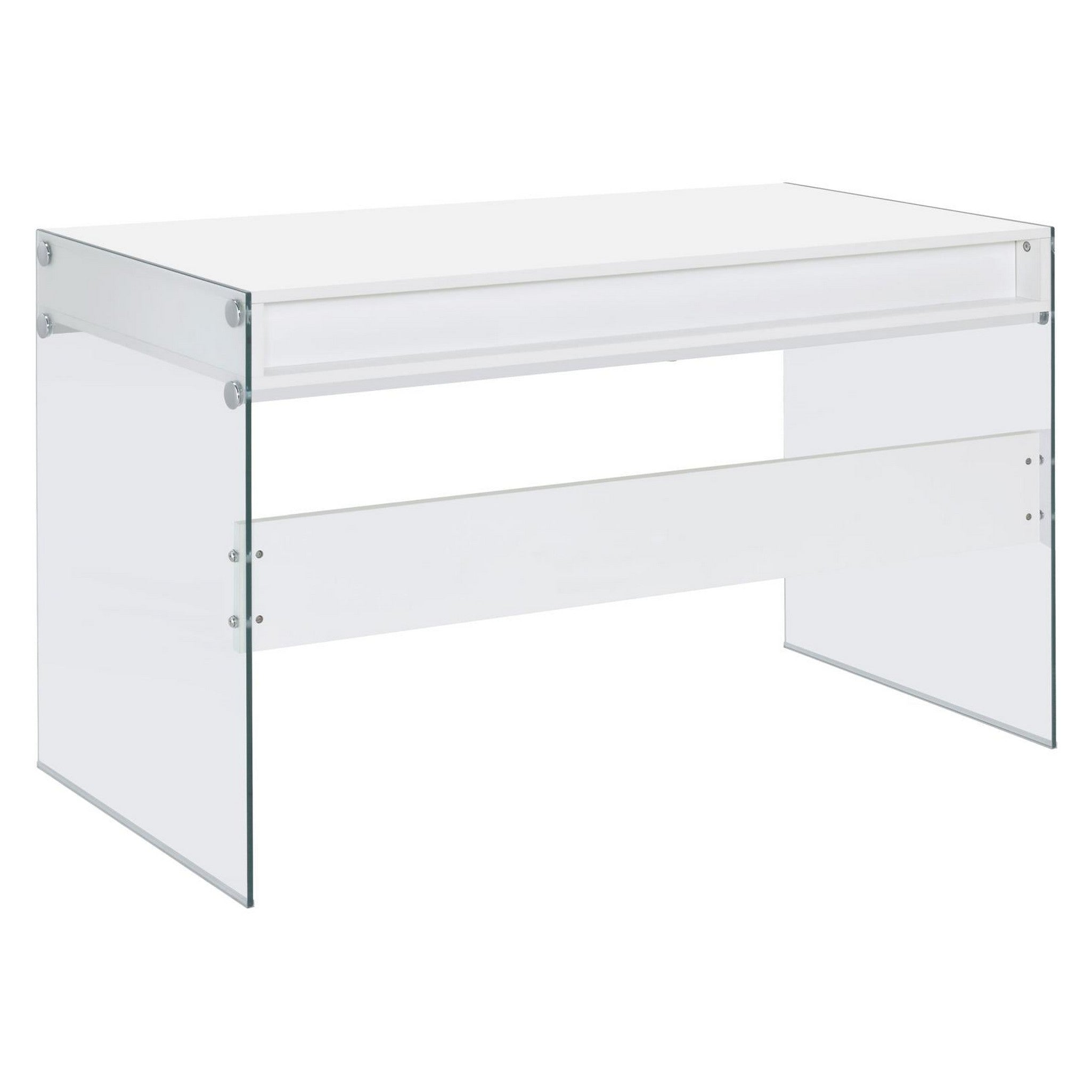 Dobrev 2-drawer Writing Desk Glossy White and Clear 800829