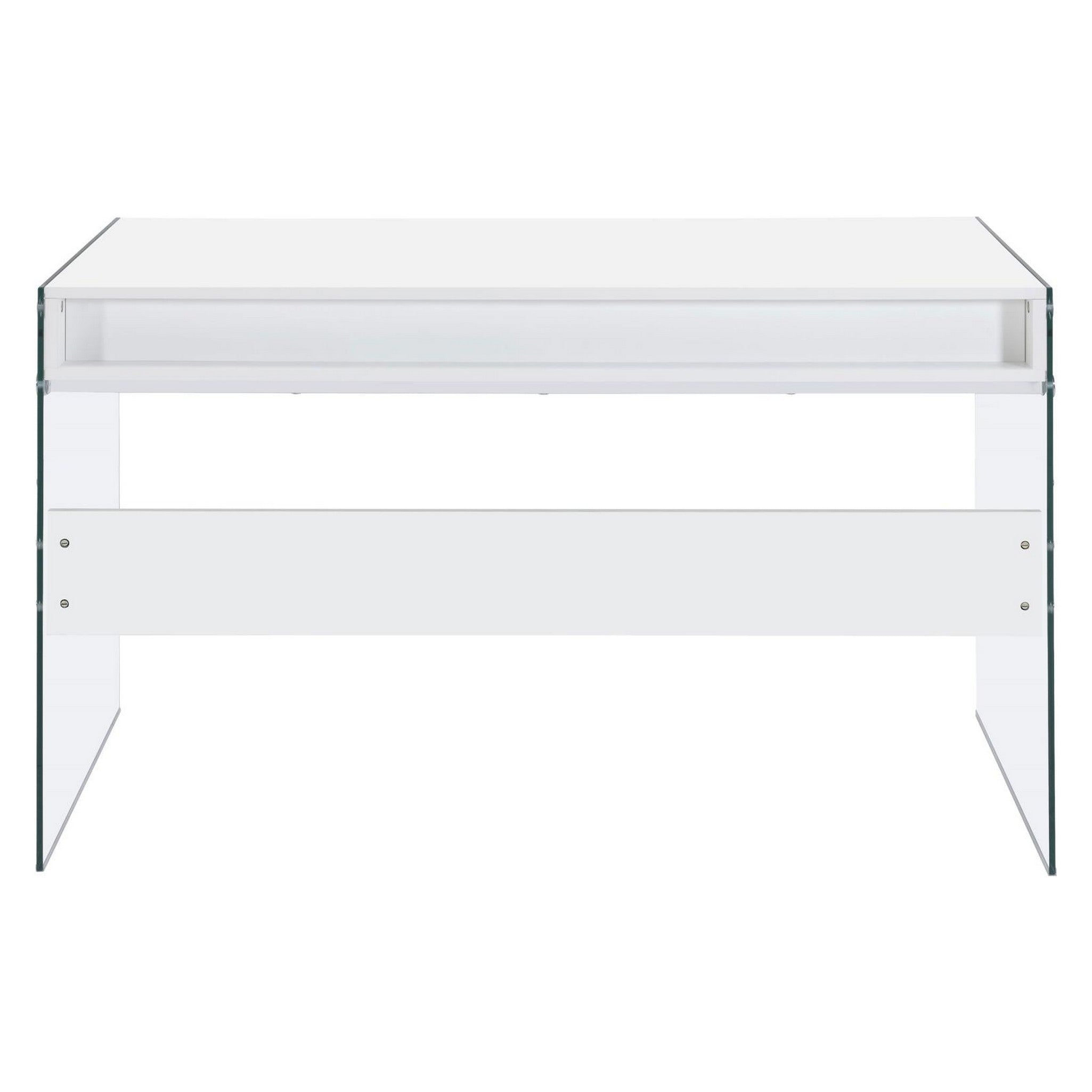 Dobrev 2-drawer Writing Desk Glossy White and Clear 800829