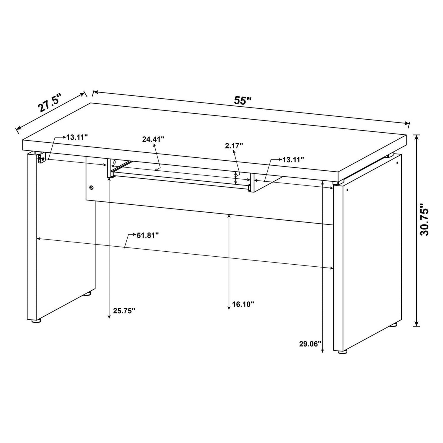 Skylar Computer Desk with Keyboard Drawer Cappuccino 800891