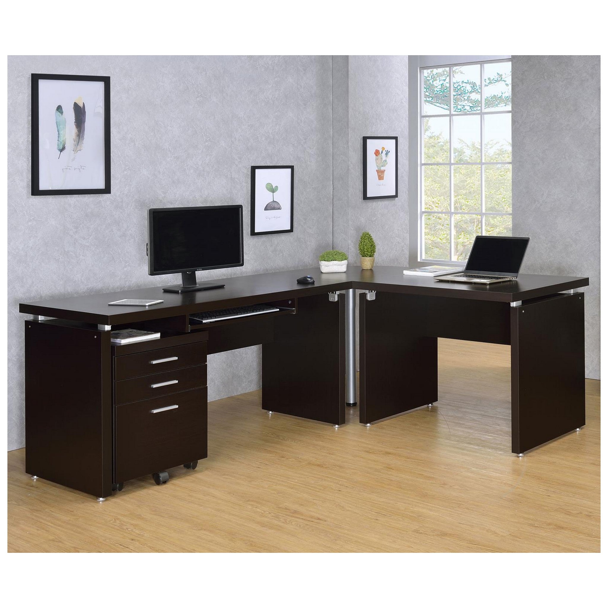 Skylar Computer Desk with Keyboard Drawer Cappuccino 800891