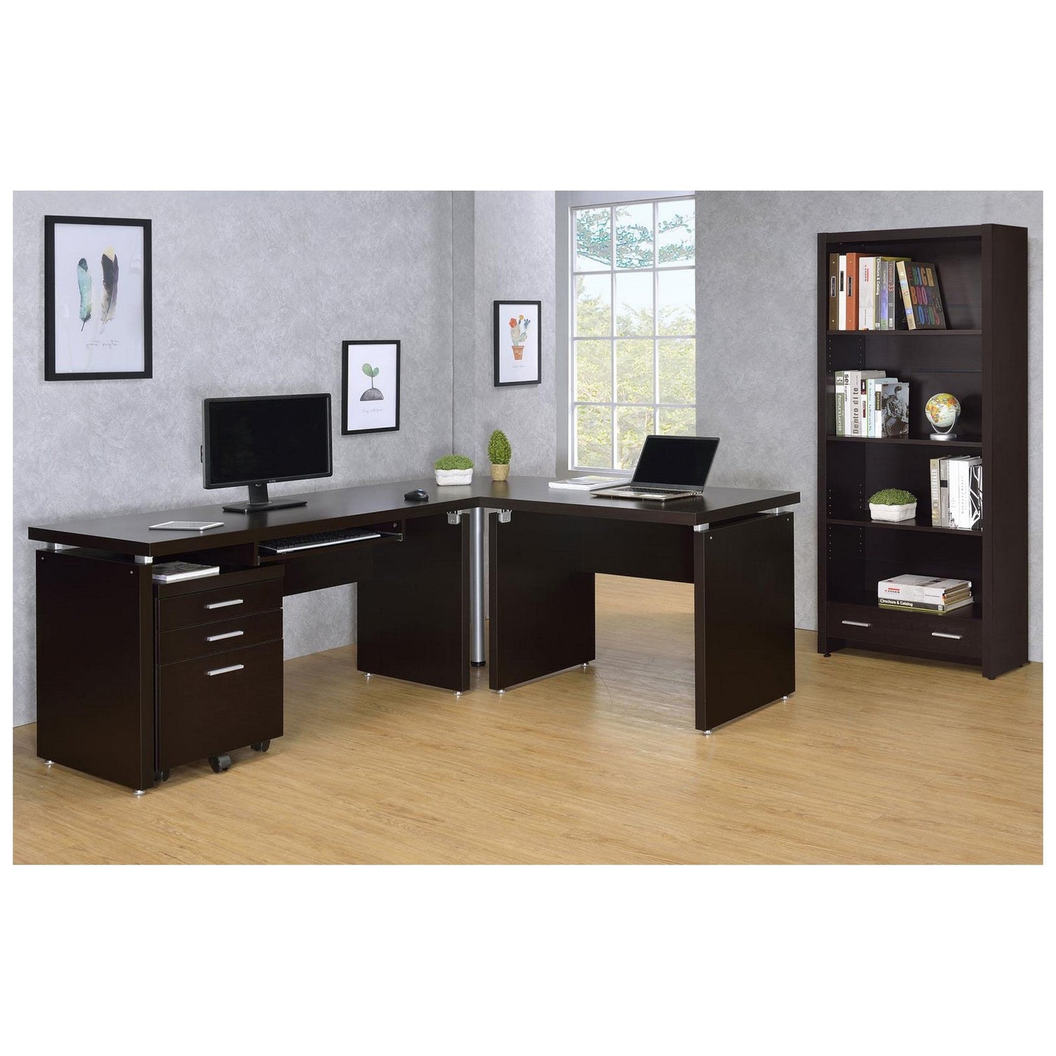 Skylar Computer Desk with Keyboard Drawer Cappuccino 800891